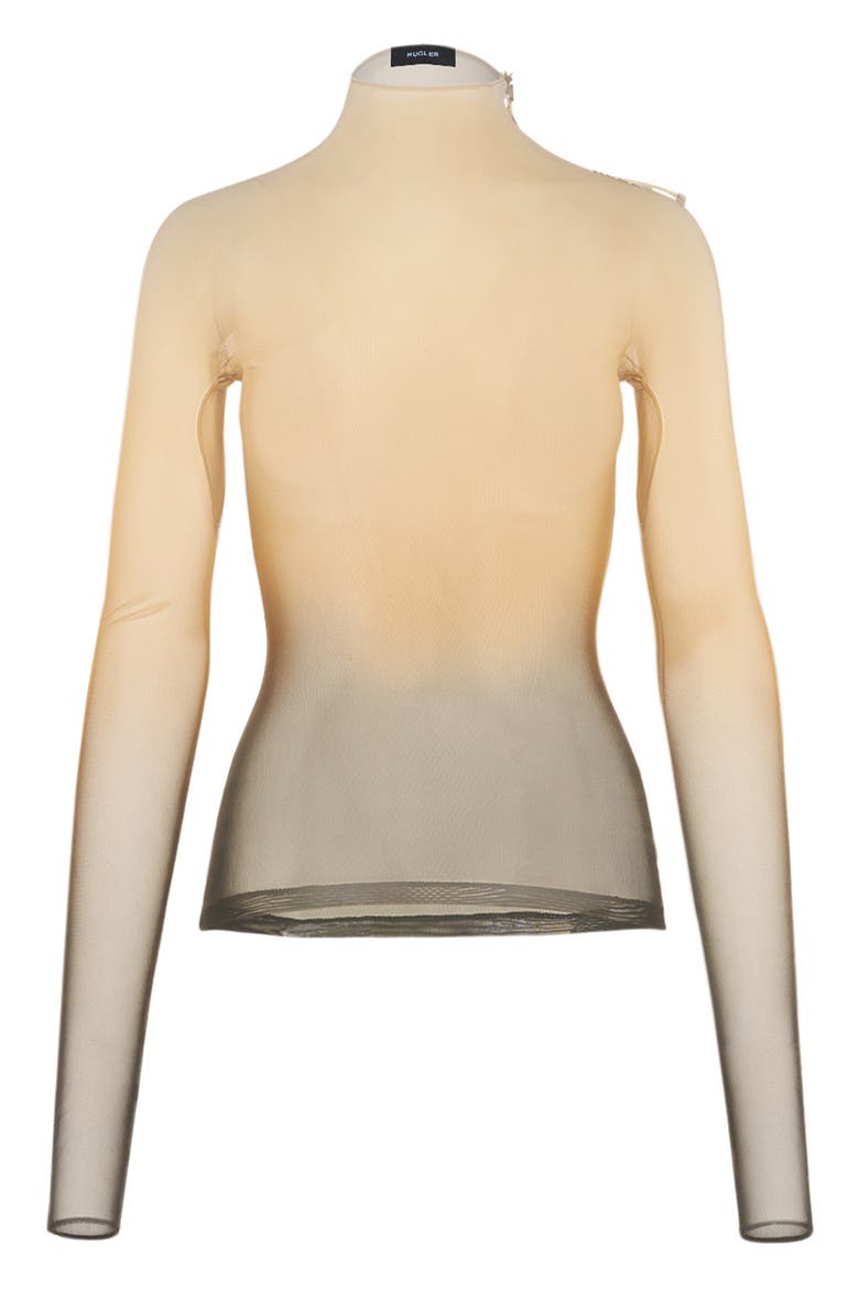 Sheer Dégradé Mesh Turtleneck Top, Main, color, B2001 BEIGE / BLACK