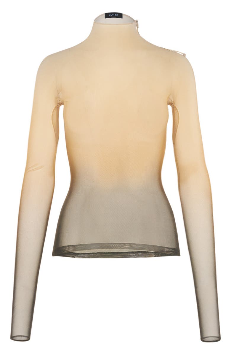 MUGLER Sheer Dégradé Mesh Turtleneck Top, Main, color, 