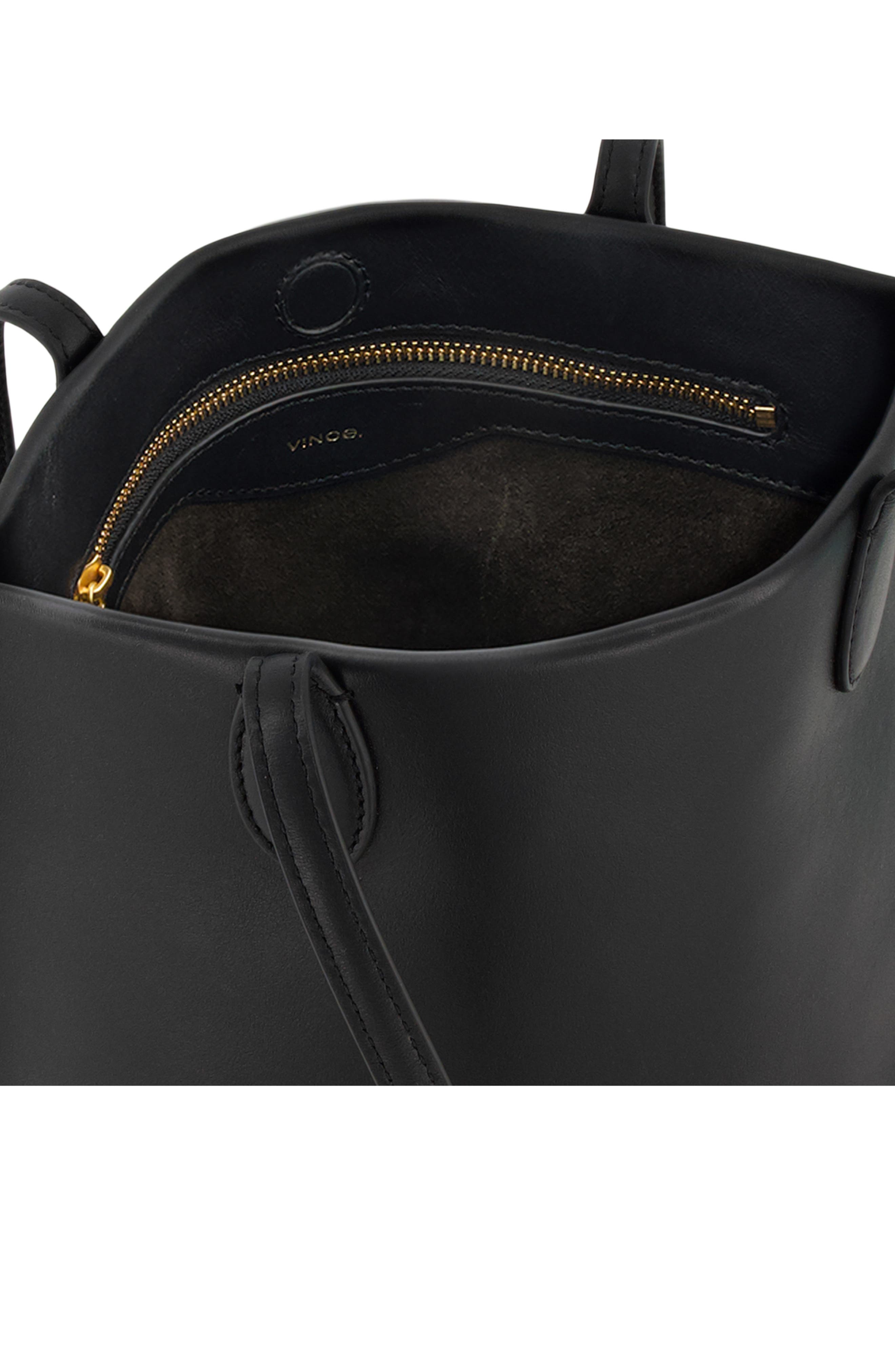 Vince Mini Athene Nappa Leather Tote, Alternate, color, Black