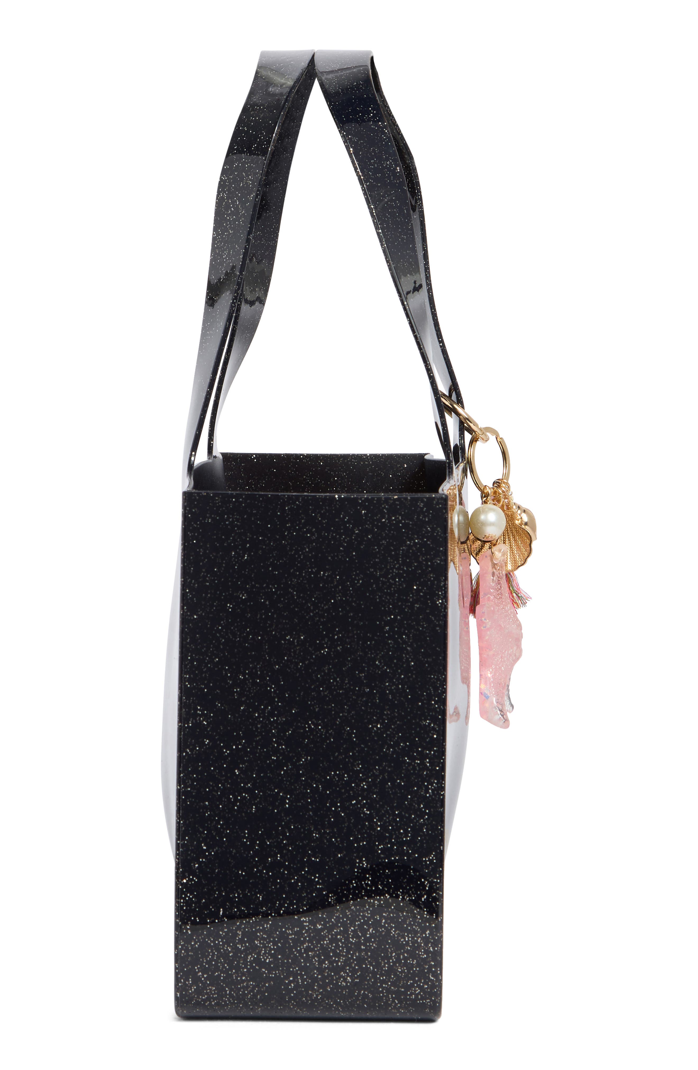 Madden Girl Jelly Midsize Tote Bag, Alternate, color, Black Glitter