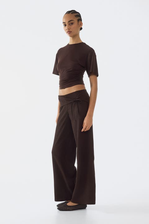 Tie-detail jersey pants