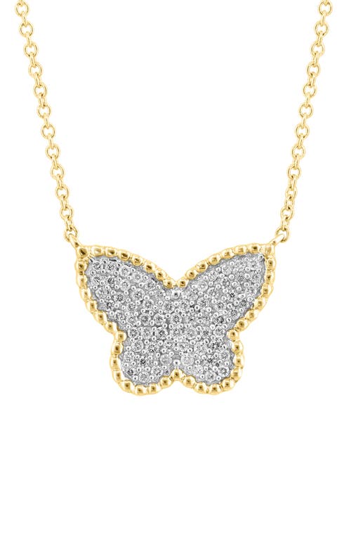 Effy 14k Yellow Gold Diamond Butterfly Pendant Necklace In Gold
