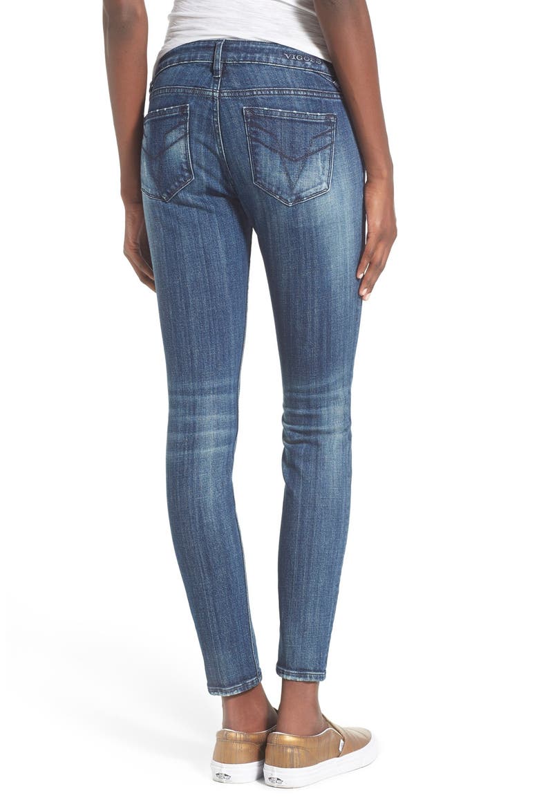 Distressed Skinny Jeans, Alternate, color, DARK WASH