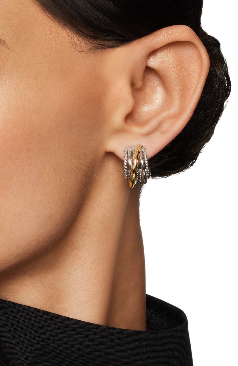 David Yurman Crossover Huggie Hoop Earrings, Alternate, color, Silver/ Gold