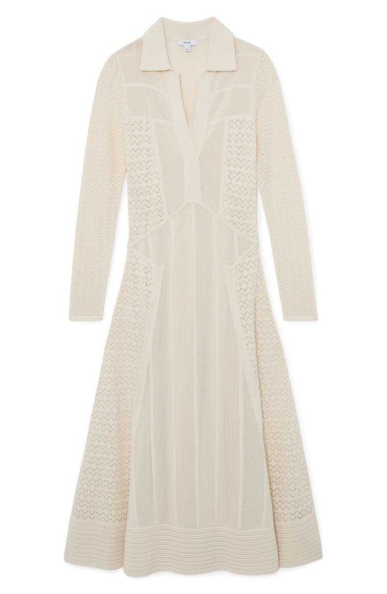 Reiss Lindy Pointelle Long Sleeve Maxi Dress, Alternate, color, Cream