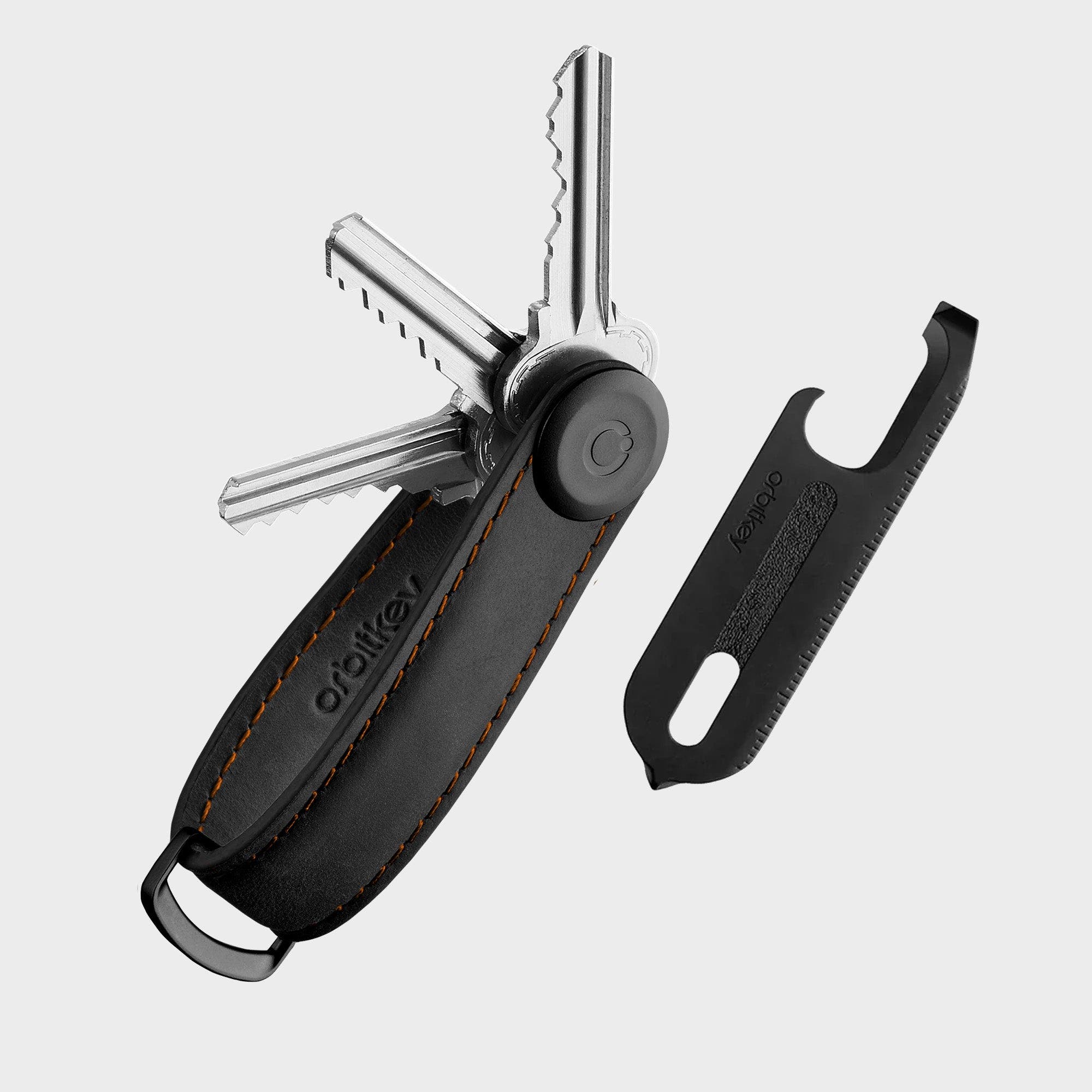 Orbitkey CrazyHorse Key Organiser + Multitool v2 Set, Alternate, color, Black/Orange
