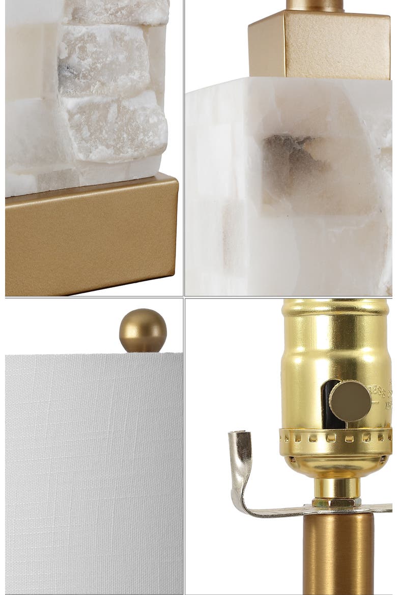 Eloise 23" Coastal Glam Alabaster/Metal LED Table Lamp, Alternate, color, White/Gold Painting
