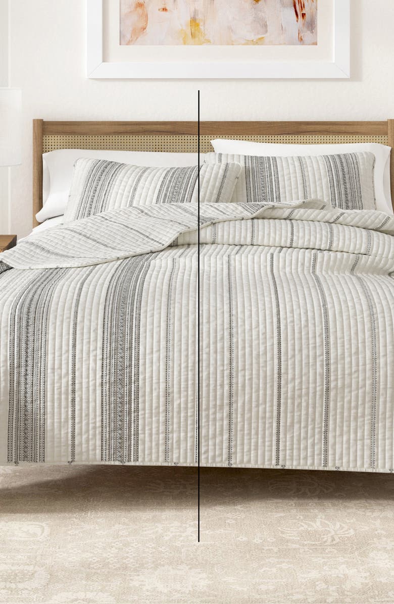 Woven & Weft Farmhouse Stripe Quilt Set, Alternate, color, Grey