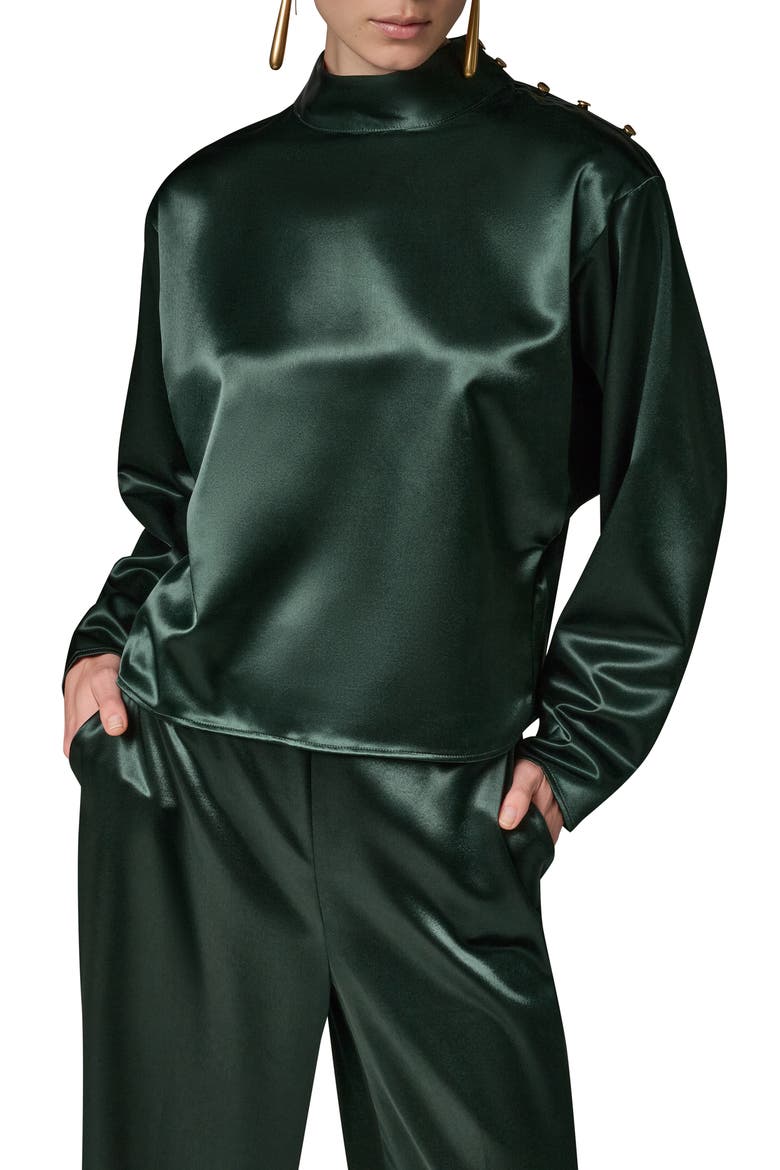 Satin High Neck Cape Top, Main, color, BLK FOREST