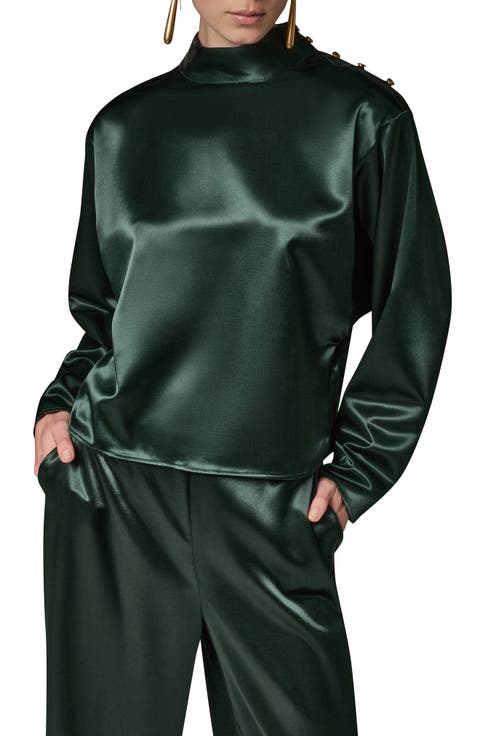 Satin High Neck Cape Top