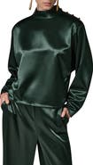 Donna Karan New York Satin High Neck Cape Top