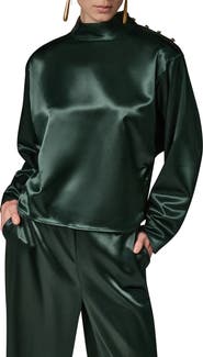 Donna Karan New York Satin High Neck Cape Top