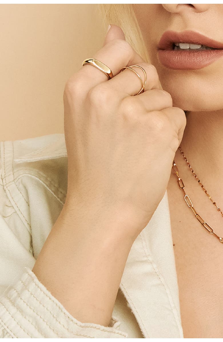 Oradina 14K Yellow Gold Florence Linear Signet Ring, Alternate, color, Yellow Gold