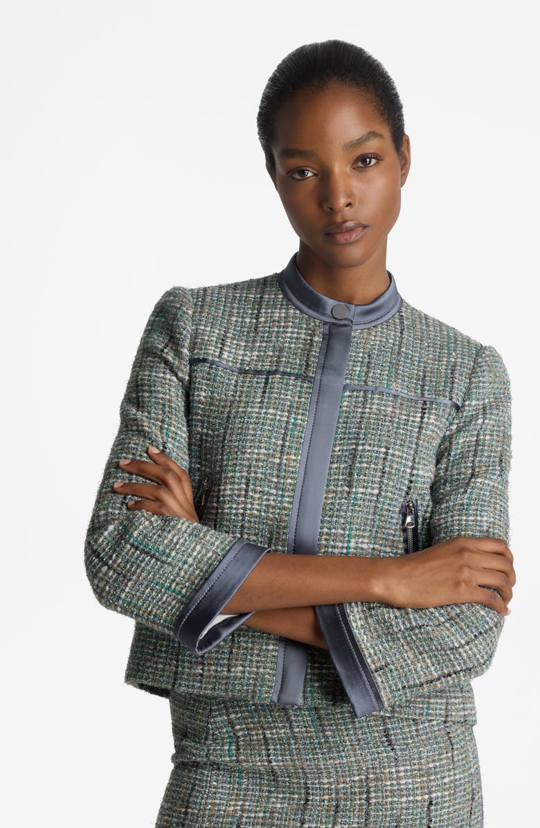 ST. JOHN Metallic Tweed Jacket, Alternate, color, Slate Multi