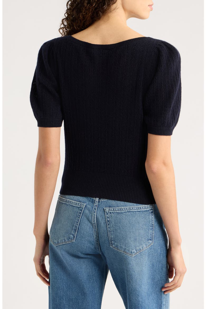Jules Puff Sleeve Cashmere Sweater, Alternate, color, DEEP NAVY