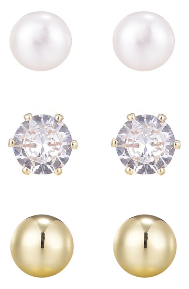 Adornia Set of 3 Assorted Stud Earrings, Alternate, color, 