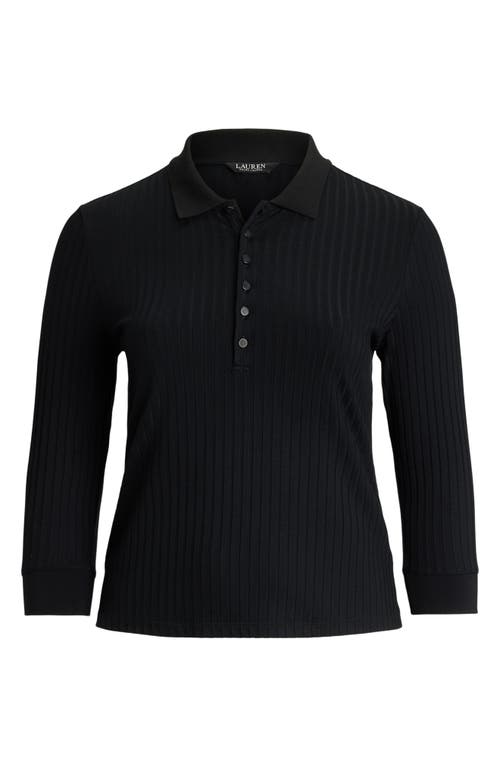 Ralph Lauren Lauren Wide Rib Polo Shirt In Black