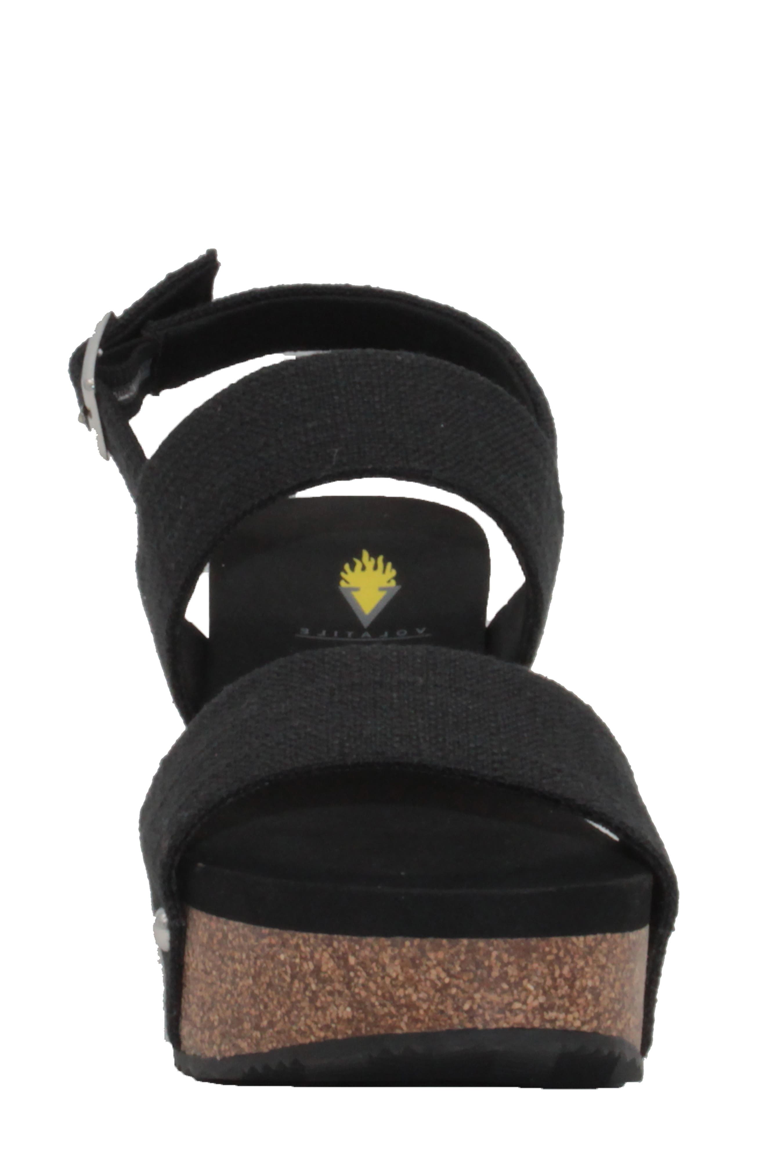 Volatile Summer Love Platform Wedge Sandal, Alternate, color, Black Fabric