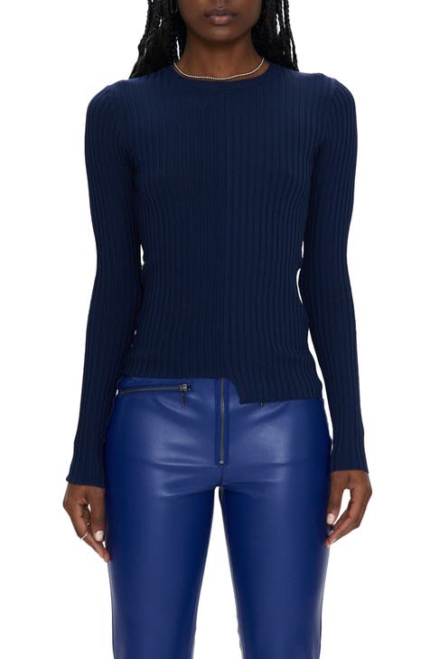 Betty Asymmetric Long Sleeve Rib Top