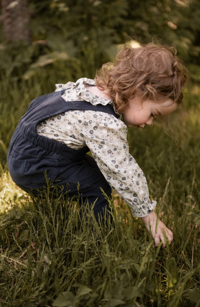 Pehr Ruffle Long Sleeve Organic Cotton Bodysuit, Alternate, color, Forget-Me-Not