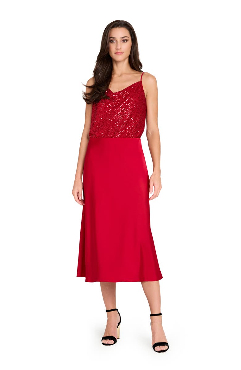 Tahari ASL Satin Maxi Skirt, Alternate, color, Claret