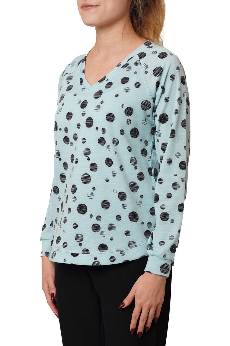 V-Neck Raglan Sweater, Alternate, color, PASTEL BLUE/ BLACK