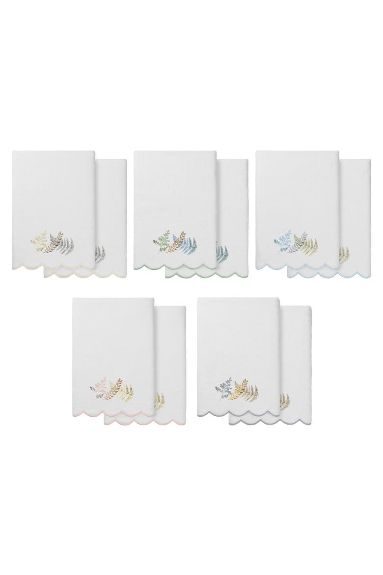 Fern Toss Scallop Pack of 2 Bath Towels, Alternate, color, WHITE/ BEIGE