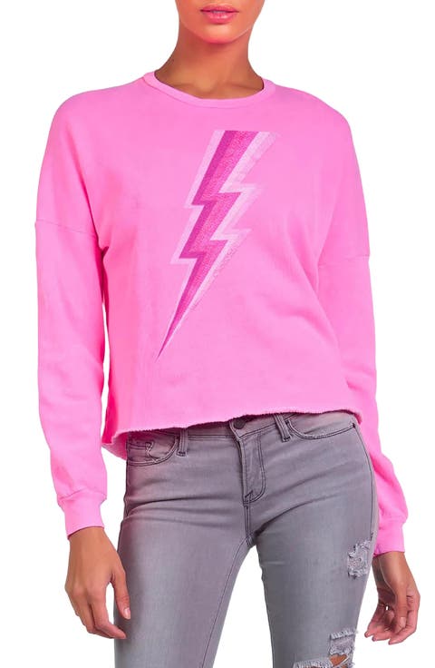 Lee X Pink Lightning Bolt Crop Pullover
