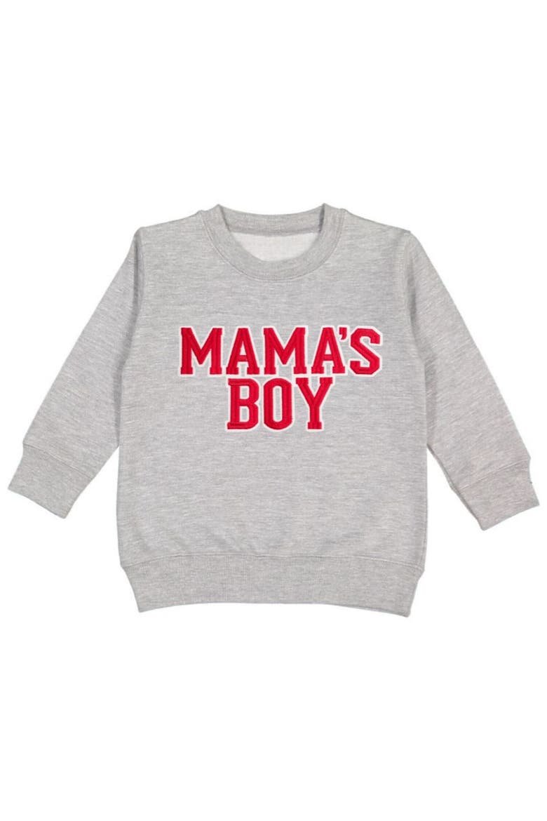 Mama's Boy Varsity Patch Sweatshirt, Main, color, Grey