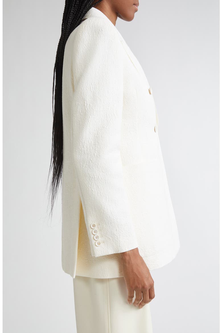 Boxy Jacquard Double Breasted Cotton Blend Jacket, Alternate, color, COCONUT MILK