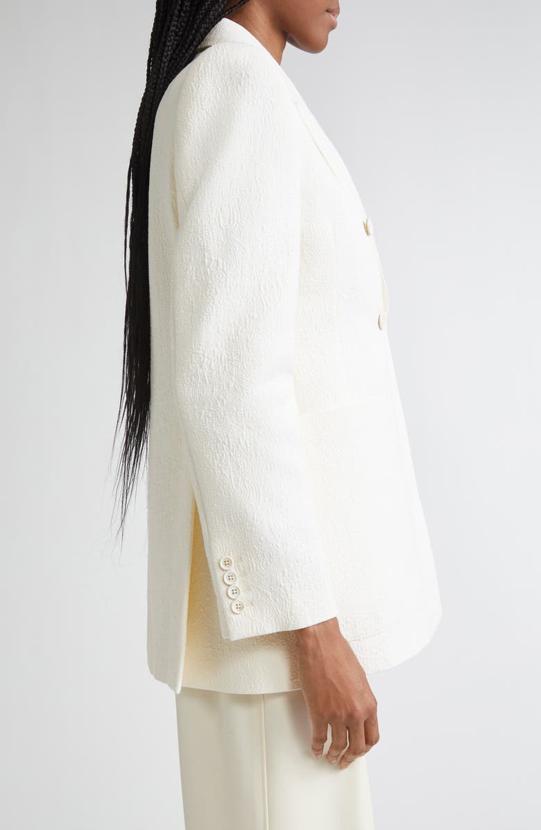 Chloé Boxy Jacquard Double Breasted Cotton Blend Jacket, Alternate, color, Coconut Milk