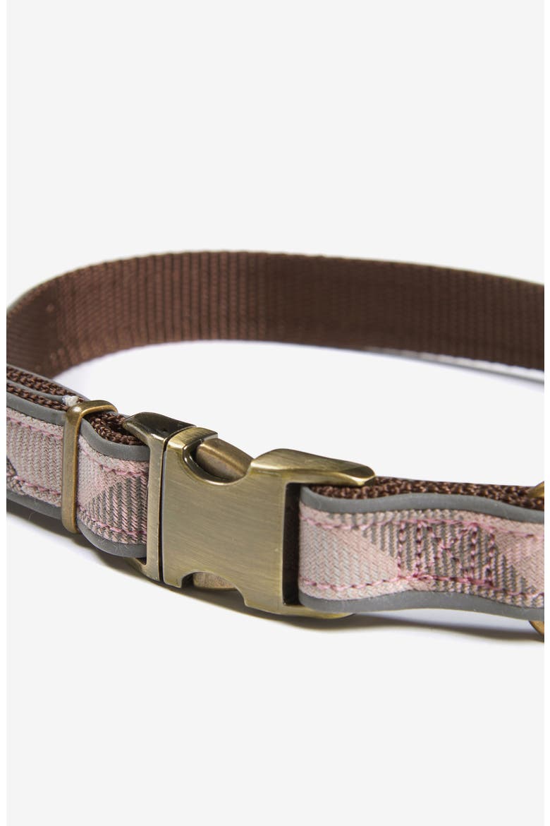 Reflective Tartan Dog Collar, Alternate, color, TAUPE/ PINKDNU