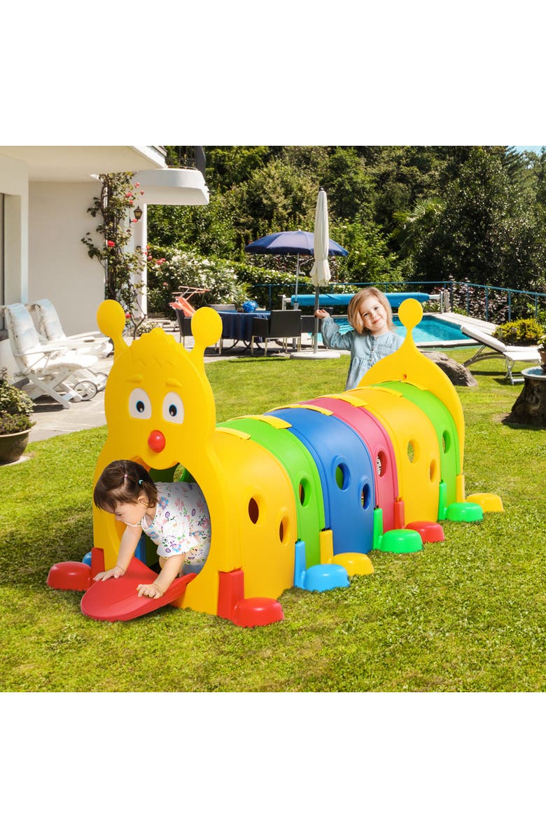 Qaba Kids Caterpillar Tunnel for Climb-N-Crawl, Indoor/Outdoor Use, Alternate, color, Multicolor