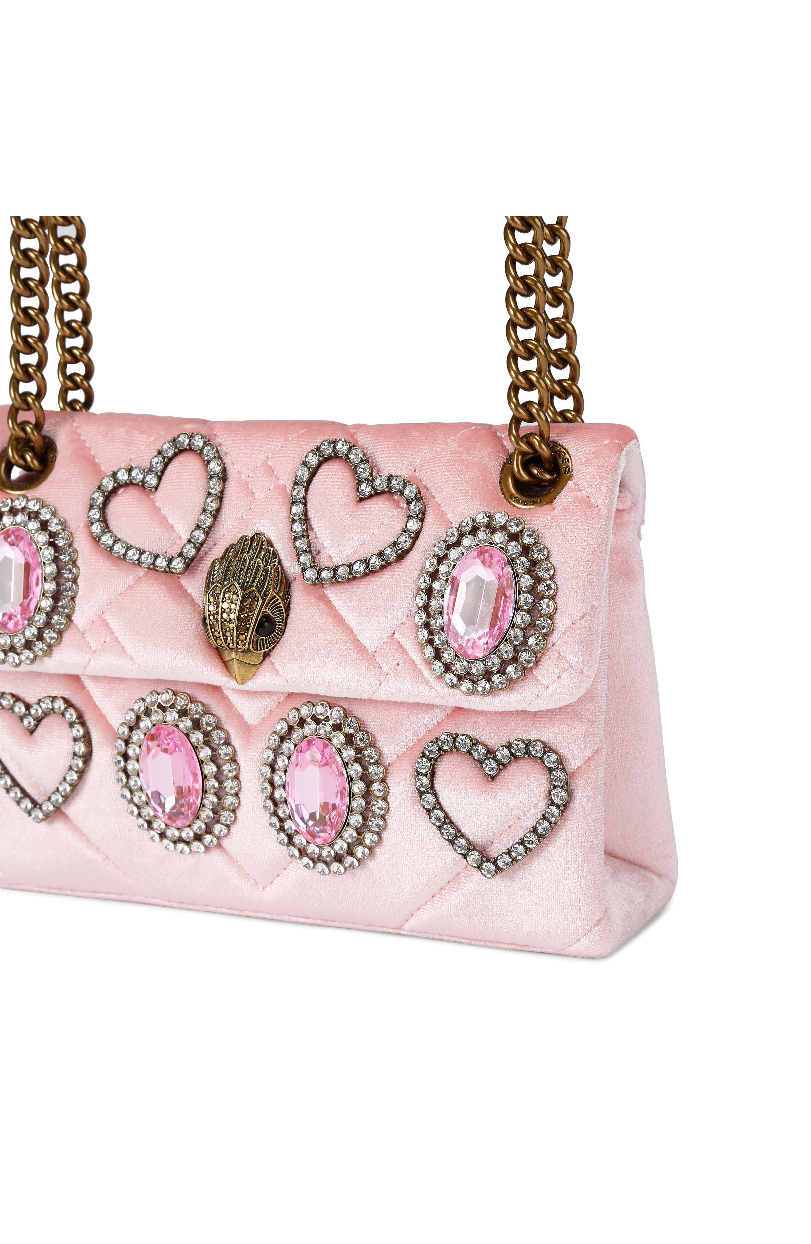 Kurt Geiger London Mini Kensington Velvet Crossbody Bag, Alternate, color, Light/ Pastel Pink