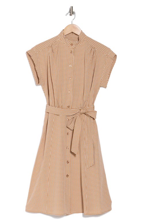 Calvin Klein Comm Check Shirtdress In Luggage.wht