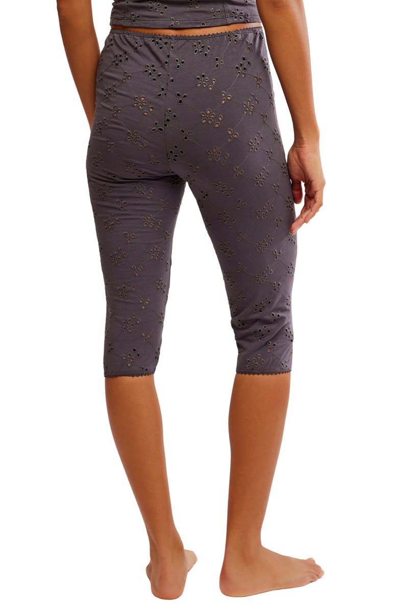 Free People Full Bloom Eyelet Pajama Capri Pants, Alternate, color, Plum Kitten