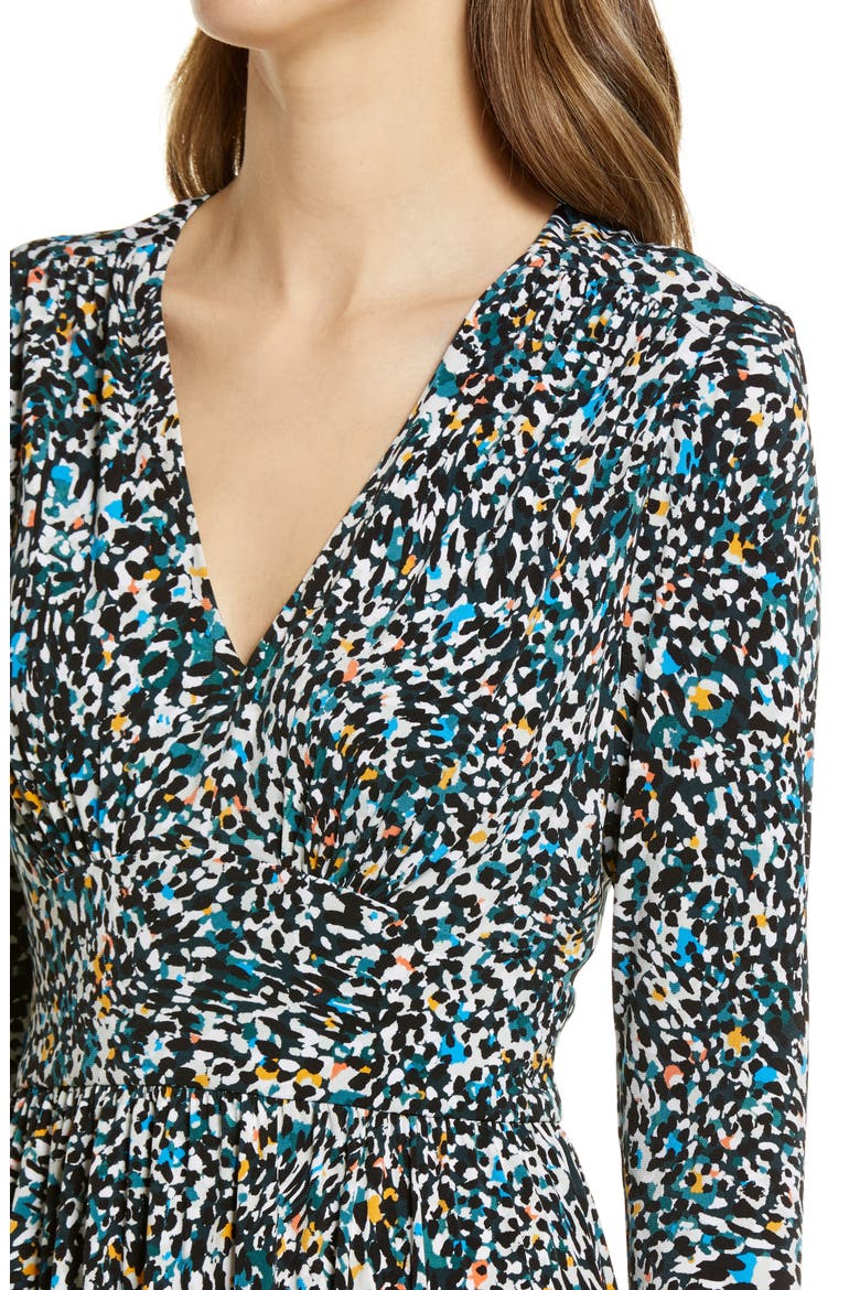 Abstract Print Long Sleeve Fit & Flare Dress, Alternate, color, SAPPHIRE/ BOTANICAL GARDEN