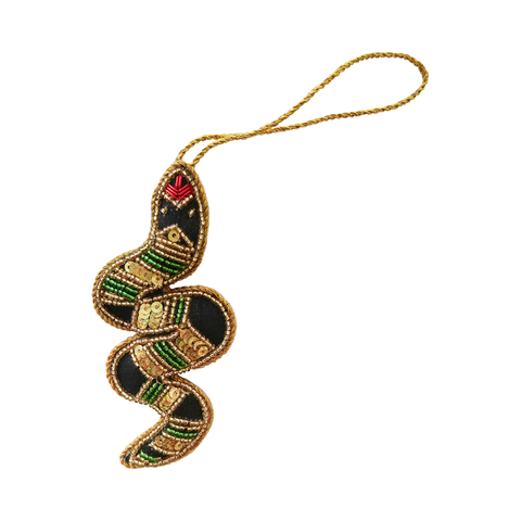 Beaded Snake Christmas Ornament