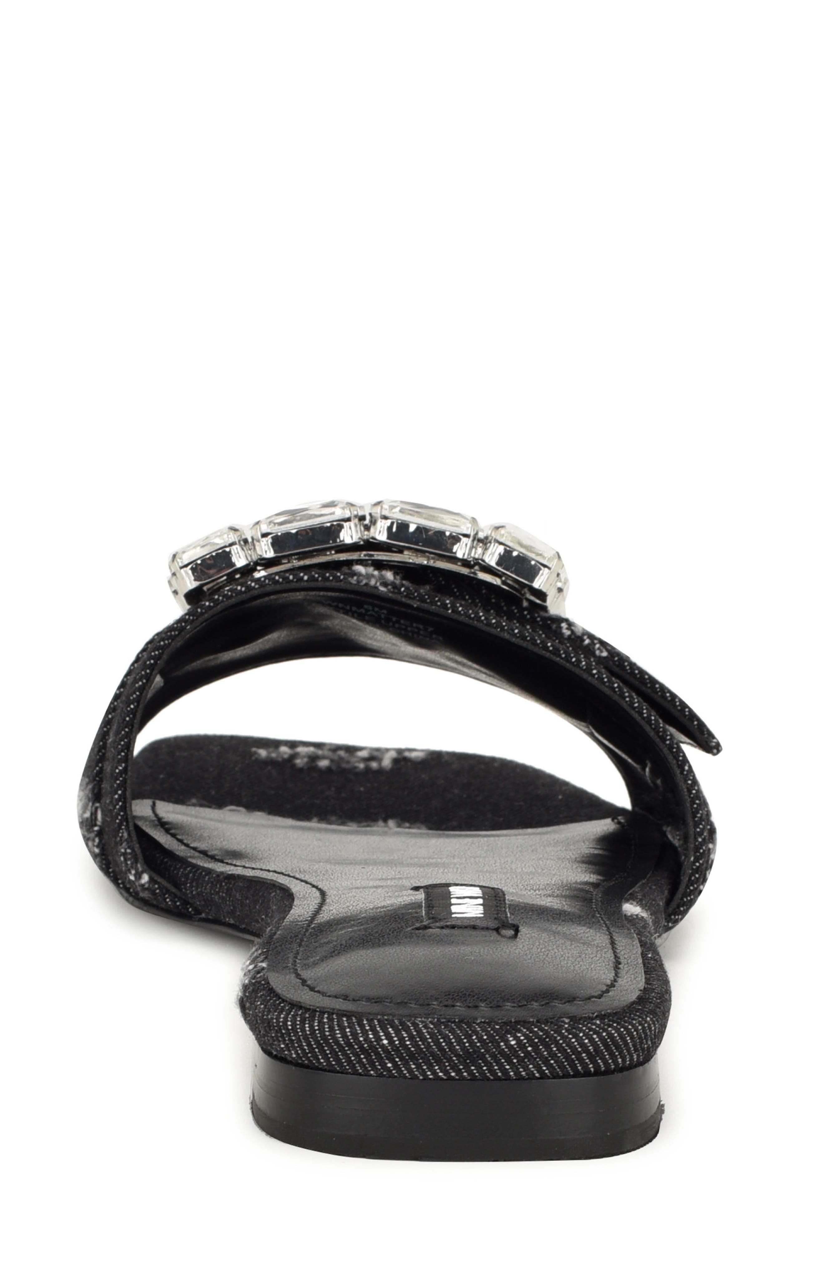 Nine West Matter Crystal Buckle Slide Sandal, Alternate, color, 