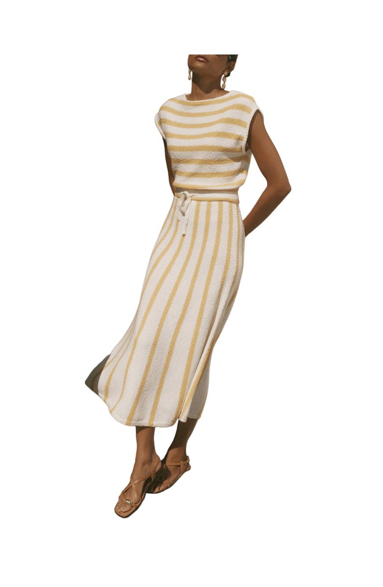 MINT VELVET Cotton Blend Striped Midi Dress, Main, color, Yellow
