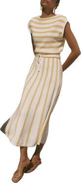 MINT VELVET Cotton Blend Striped Midi Dress