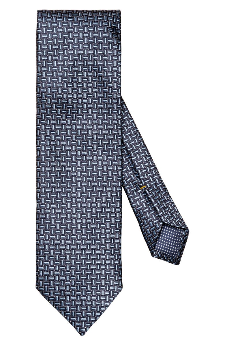 Eton Geometric Silk Tie, Main, color, Navy