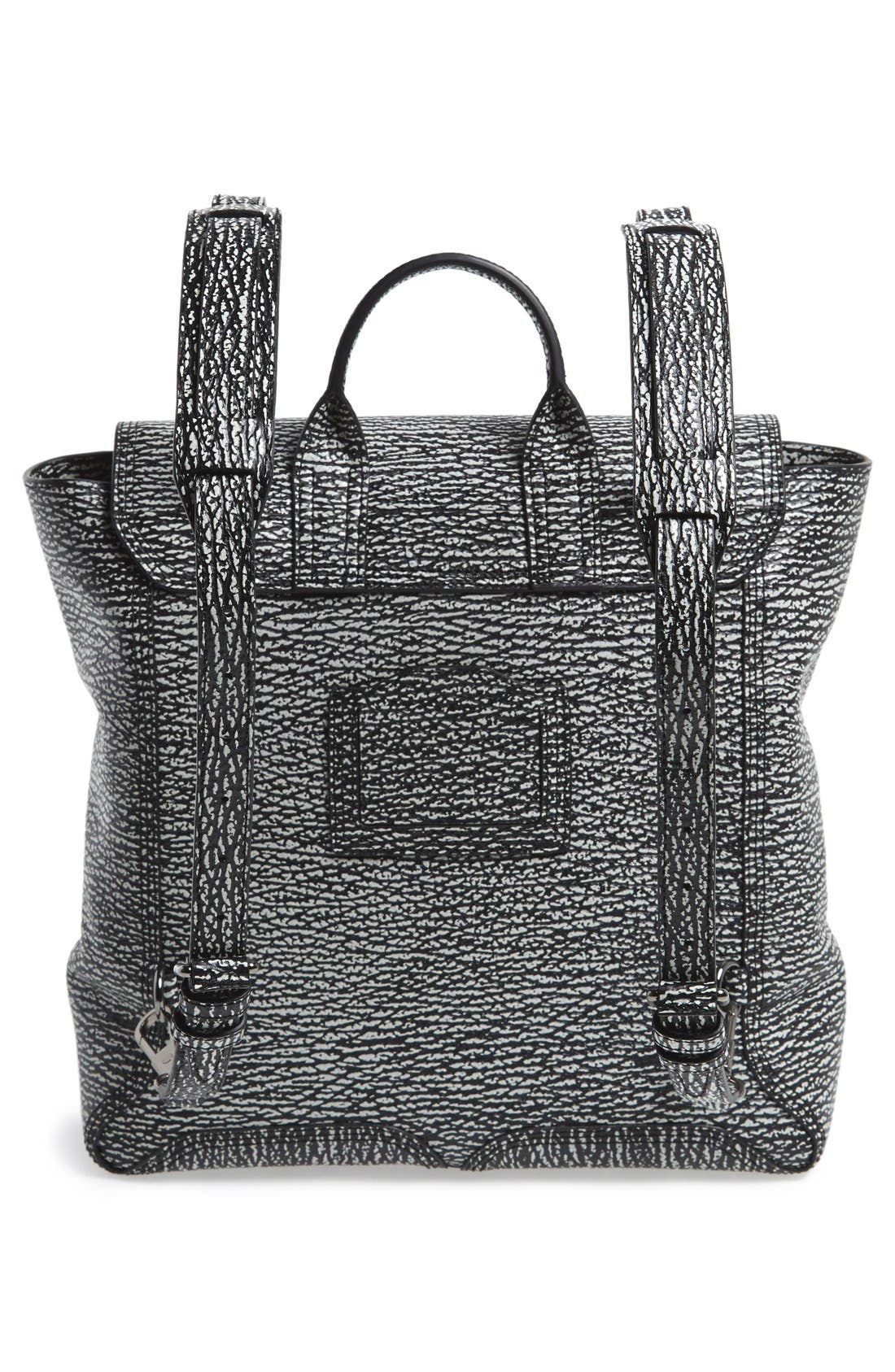 'Pashli' Shark Embossed Leather Backpack, Alternate, color, BLACK CREAM/ GUNMETAL
