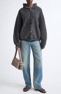 Alexander Wang Oversize Hotfix Crystal Cotton Zip Hoodie
