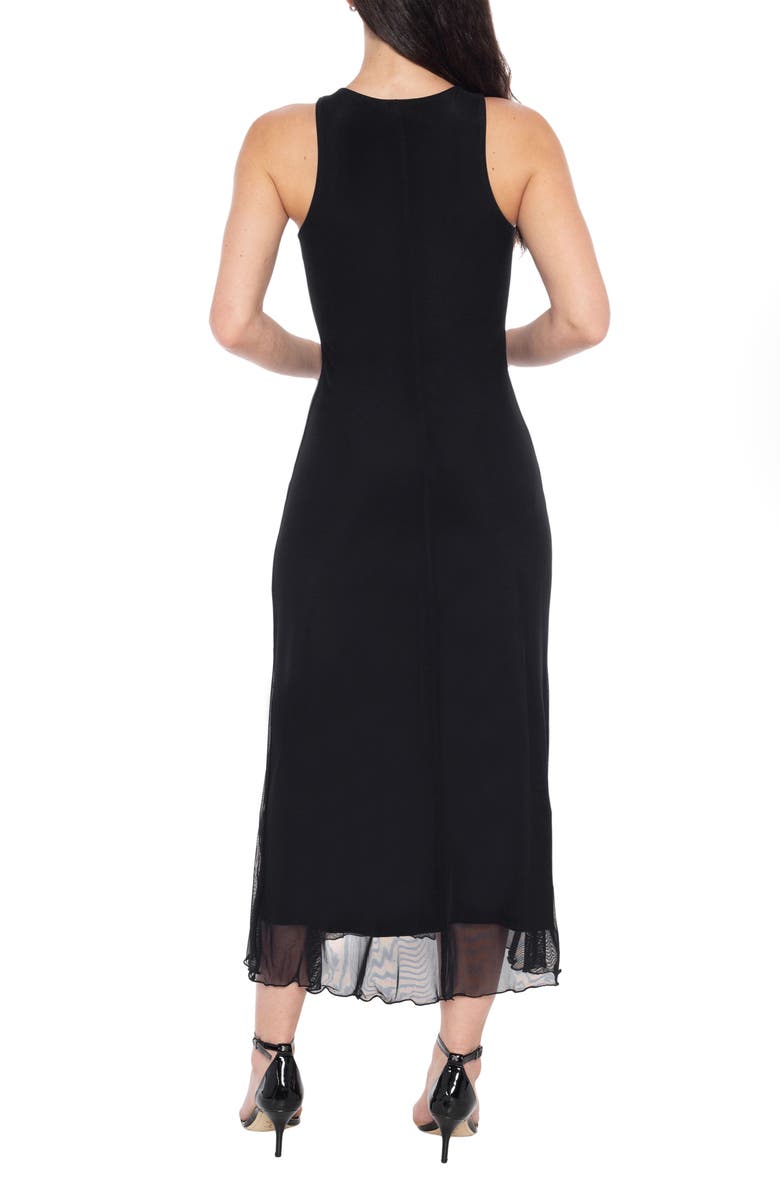 bebe Mesh Tank Midi Dress, Alternate, color, Black