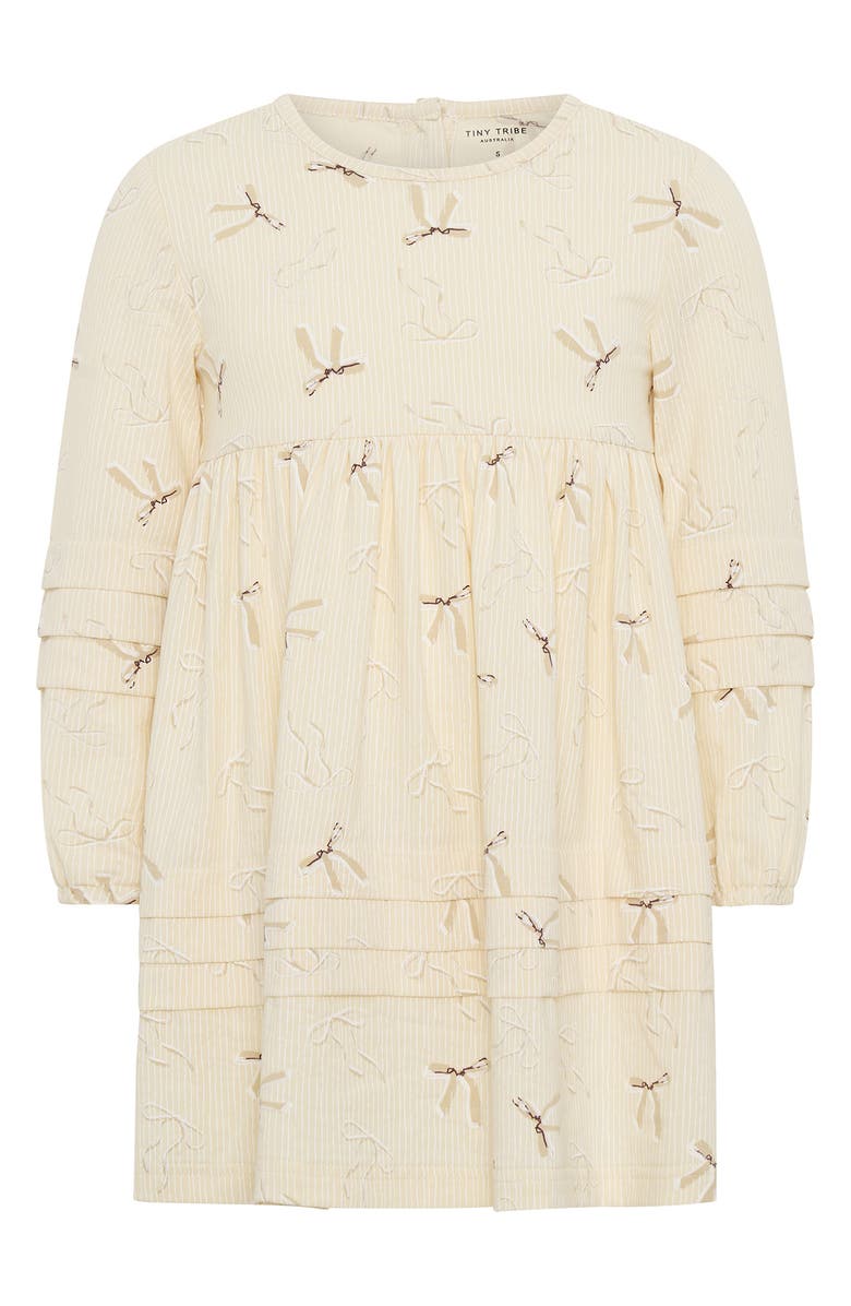 TINY TRIBE Kids' Bow Print Tiered Dress, Main, color, Cream
