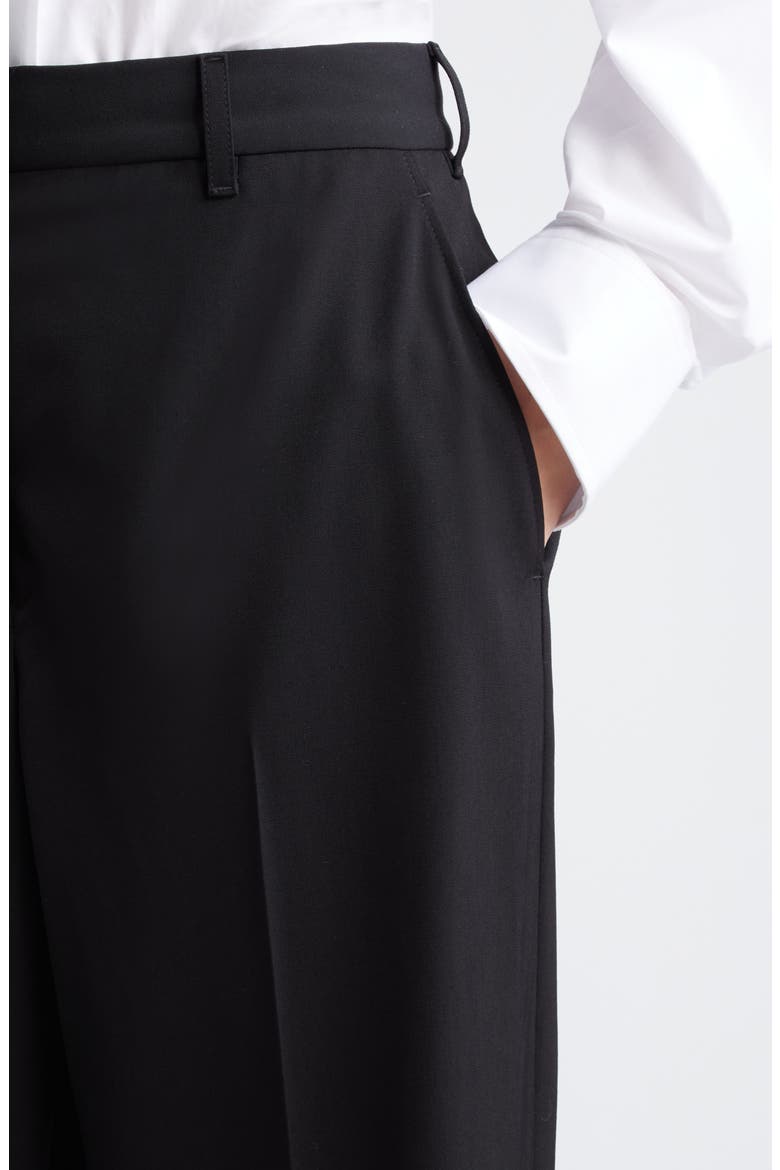 Crop Straight Leg Wool Trousers, Alternate, color, 1000 - BLACK