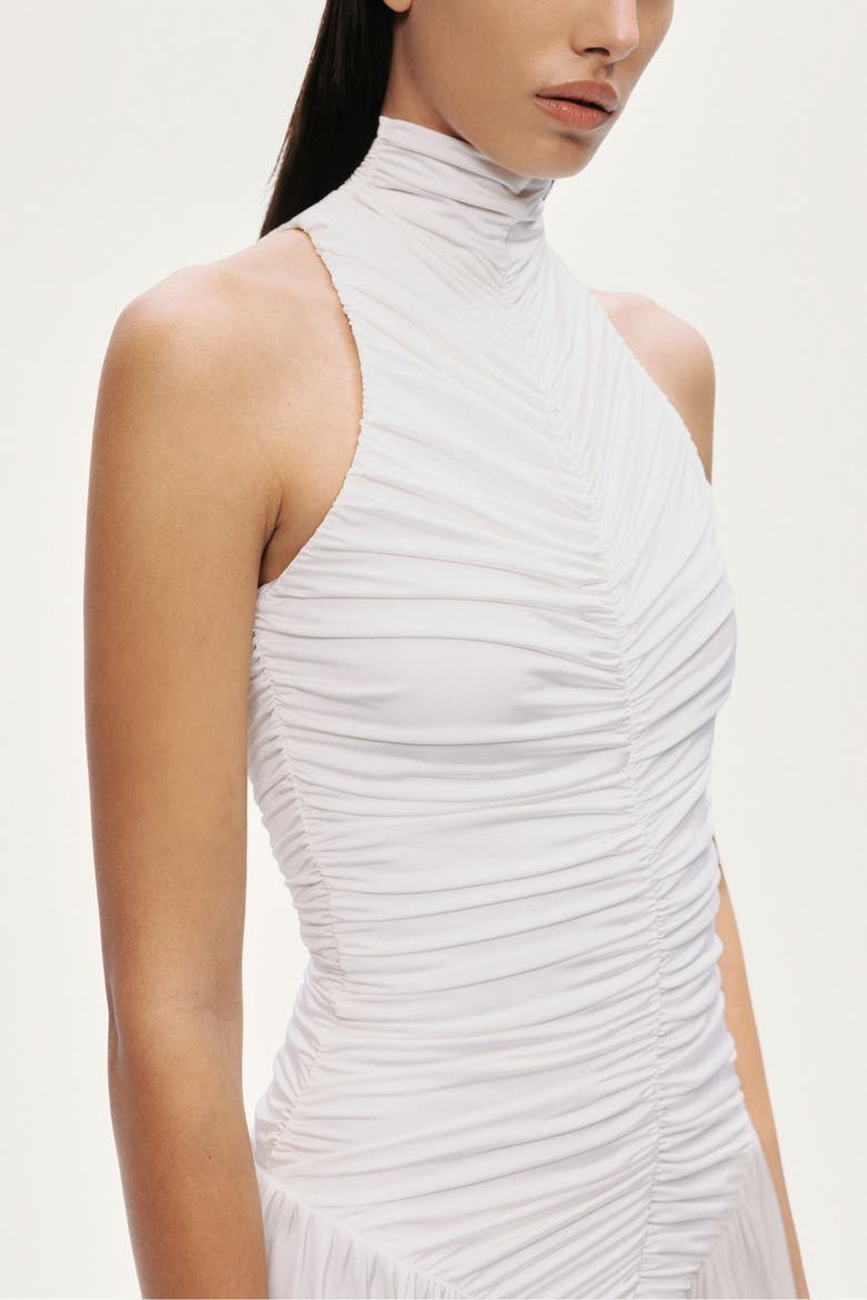 Ruched High-Neck Maxi Dress, Alternate, color, White