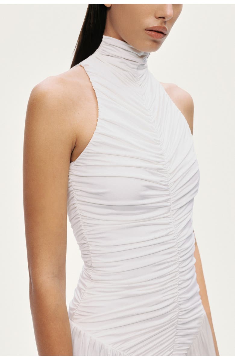 Nocturne Ruched High-Neck Maxi Dress, Alternate, color, White