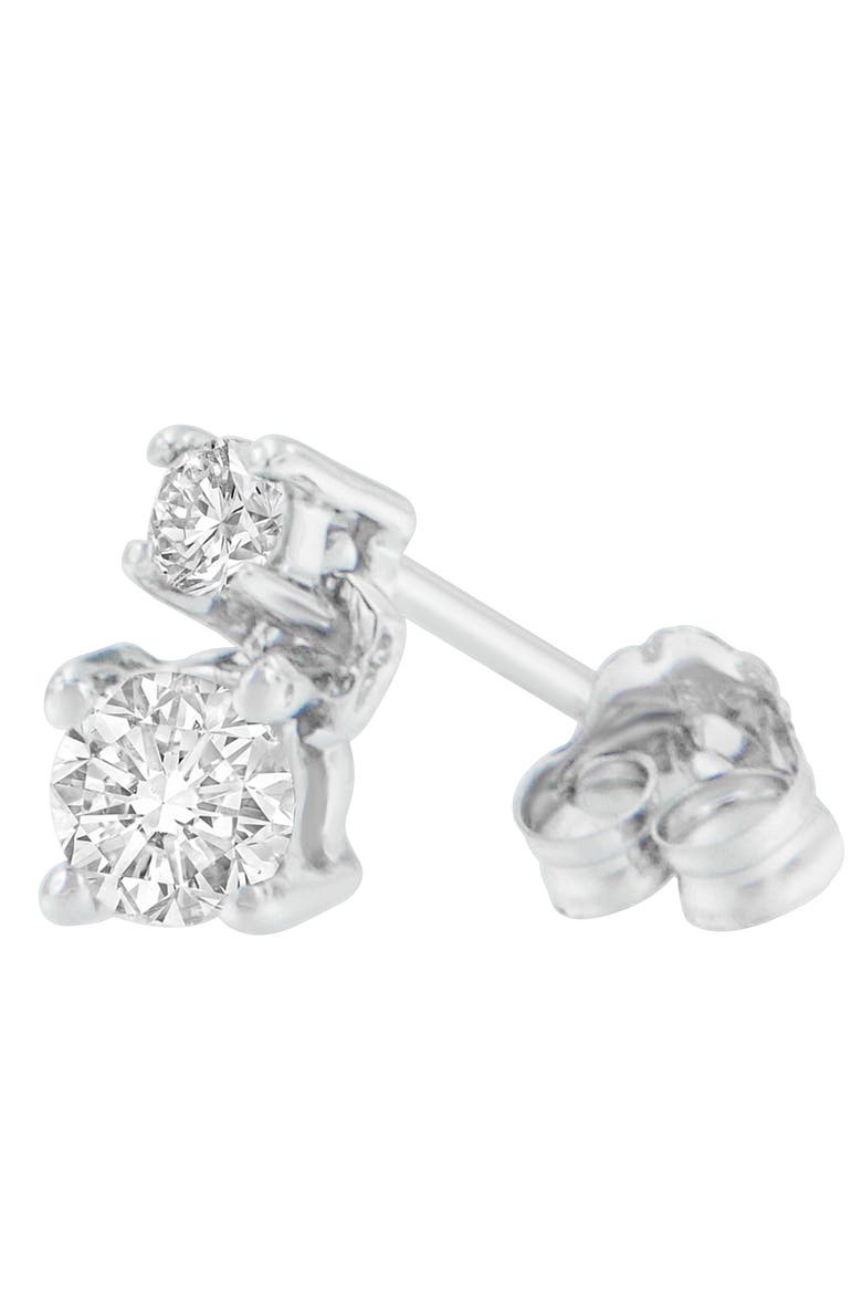 14K White Gold 1/2 Cttw Round Diamond Earrings, Alternate, color, White